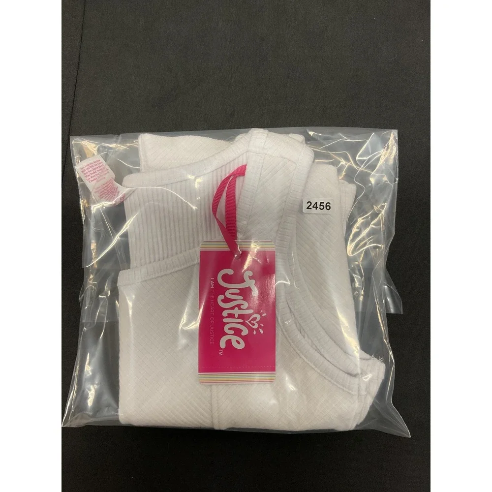 Justice Girls Tank Top White Ribbed Base Layer Sleeveless S 7/8